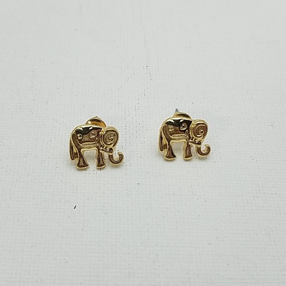 Elephant Gold Tone 1.4' Earrings - Picture 1 of 1